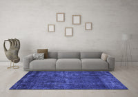 Machine Washable Oriental Blue Industrial Rug, wshurb3070blu