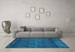 Machine Washable Oriental Light Blue Industrial Rug in a Living Room, wshurb3070lblu