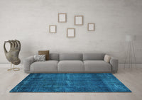 Machine Washable Oriental Light Blue Industrial Rug, wshurb3070lblu