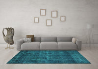 Machine Washable Oriental Turquoise Industrial Rug, wshurb3070turq