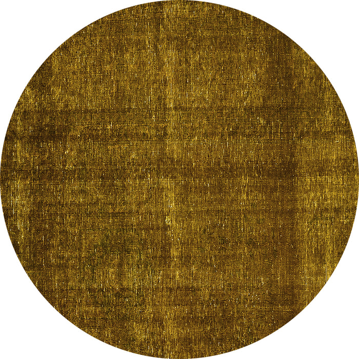 Round Oriental Yellow Industrial Rug, urb3070yw