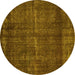 Round Oriental Yellow Industrial Rug, urb3070yw