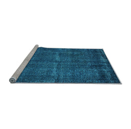 Sideview of Machine Washable Oriental Light Blue Industrial Rug, wshurb3070lblu