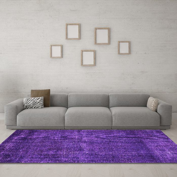 Machine Washable Oriental Purple Industrial Area Rugs in a Living Room, wshurb3070pur