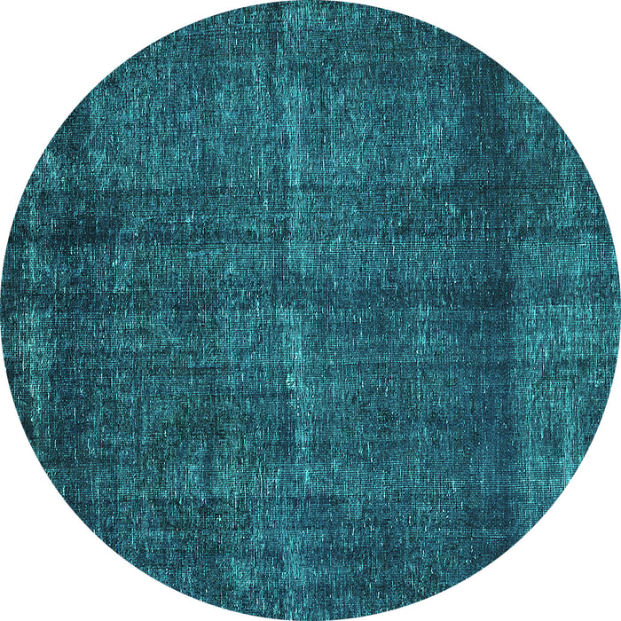 Round Machine Washable Oriental Turquoise Industrial Area Rugs, wshurb3070turq