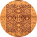 Round Machine Washable Oriental Orange Industrial Area Rugs, wshurb3071org