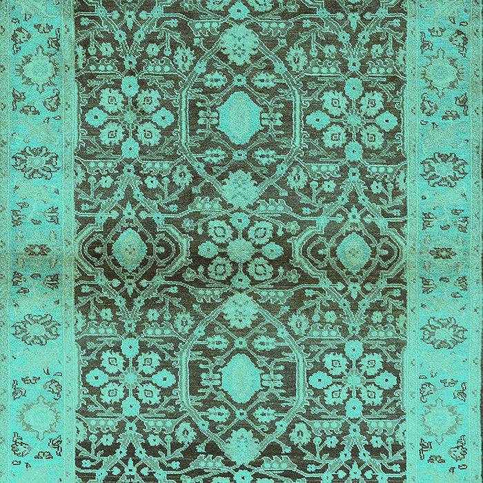 Machine Washable Oriental Turquoise Industrial Area Rugs, wshurb3071turq