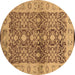 Round Machine Washable Oriental Brown Industrial Rug, wshurb3071brn