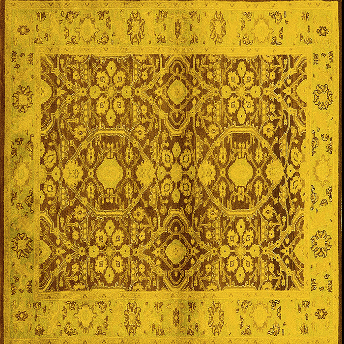 Square Machine Washable Oriental Yellow Industrial Rug, wshurb3071yw