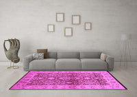 Machine Washable Oriental Pink Industrial Rug, wshurb3071pnk