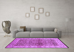 Machine Washable Oriental Purple Industrial Area Rugs in a Living Room, wshurb3071pur
