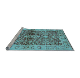 Sideview of Machine Washable Oriental Light Blue Industrial Rug, wshurb3071lblu
