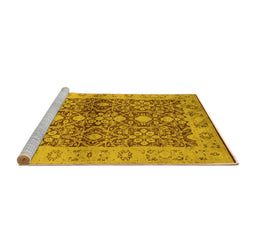Sideview of Machine Washable Oriental Yellow Industrial Rug, wshurb3071yw