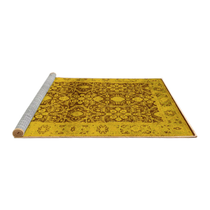 Sideview of Machine Washable Oriental Yellow Industrial Rug, wshurb3071yw