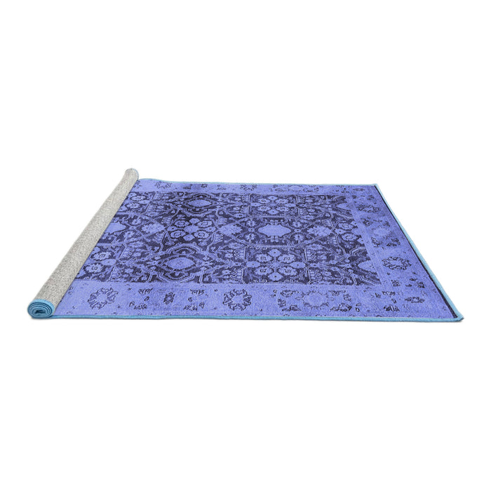 Sideview of Machine Washable Oriental Blue Industrial Rug, wshurb3071blu