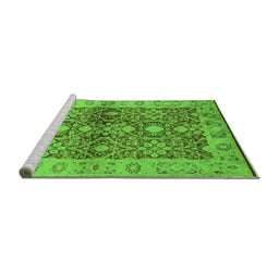 Sideview of Machine Washable Oriental Green Industrial Area Rugs, wshurb3071grn