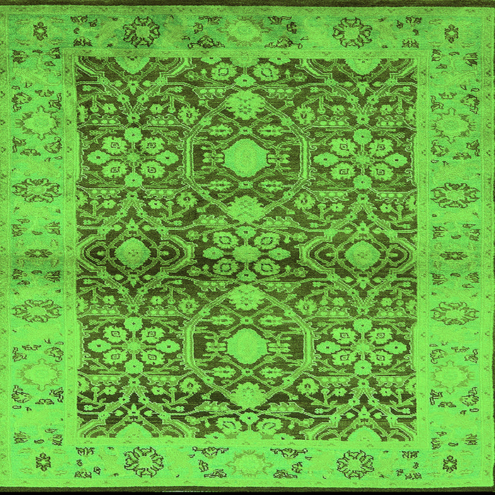 Square Machine Washable Oriental Green Industrial Area Rugs, wshurb3071grn