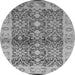 Round Oriental Gray Industrial Rug, urb3071gry