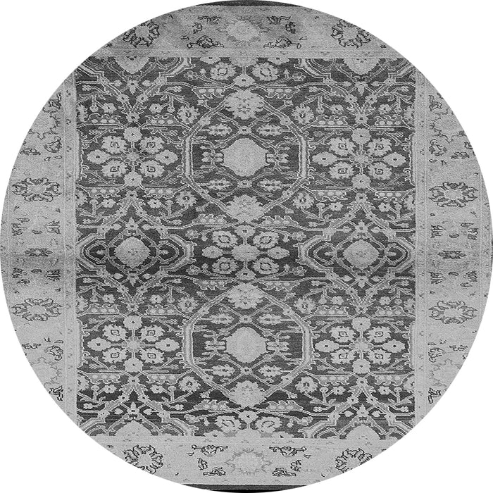 Round Machine Washable Oriental Gray Industrial Rug, wshurb3071gry