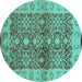 Round Oriental Turquoise Industrial Rug, urb3071turq