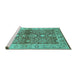 Sideview of Machine Washable Oriental Turquoise Industrial Area Rugs, wshurb3071turq