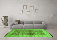 Machine Washable Oriental Green Industrial Rug, wshurb3071grn