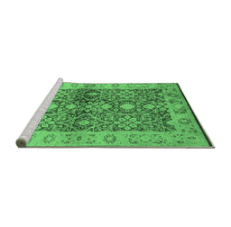 Sideview of Machine Washable Oriental Emerald Green Industrial Area Rugs, wshurb3071emgrn