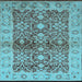 Square Machine Washable Oriental Light Blue Industrial Rug, wshurb3071lblu