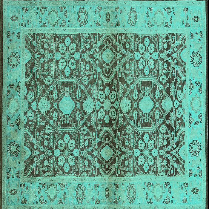 Square Oriental Turquoise Industrial Rug, urb3071turq