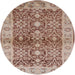 Round Mid-Century Modern Sienna Brown Oriental Rug, urb3071