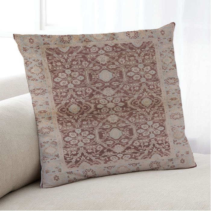 Lifestyle Image of Mid-Century Modern Urban Square Sienna Brown Throw Pillow, 18 inch by 18 inch, pwurb3071