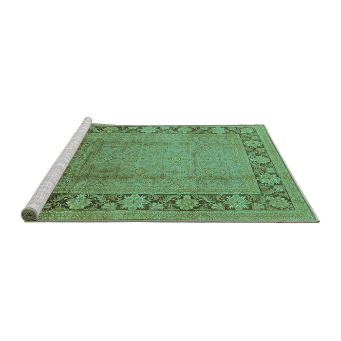 Sideview of Machine Washable Oriental Turquoise Industrial Area Rugs, wshurb3072turq