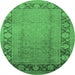 Round Oriental Emerald Green Industrial Rug, urb3072emgrn