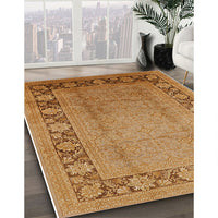 Mid-Century Modern Mahogany Brown Oriental Rug, urb3072