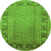 Round Oriental Green Industrial Rug, urb3072grn