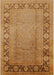 Mid-Century Modern Mahogany Brown Oriental Rug, urb3072