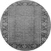 Round Machine Washable Oriental Gray Industrial Rug, wshurb3072gry