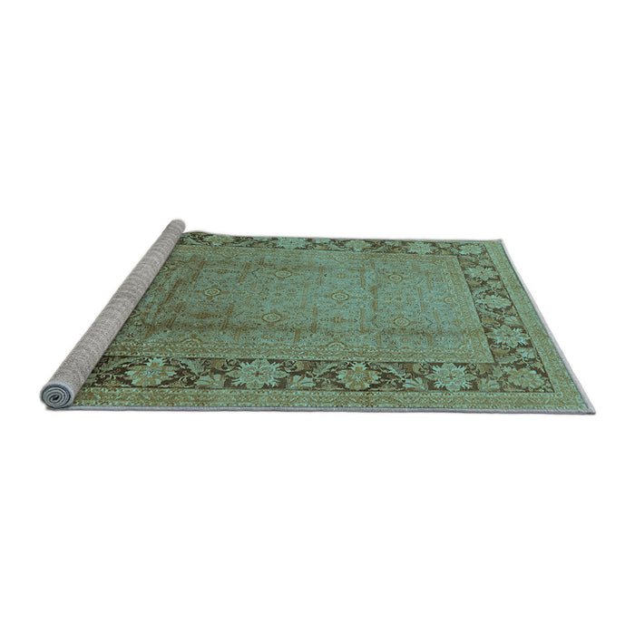 Sideview of Machine Washable Oriental Light Blue Industrial Rug, wshurb3072lblu