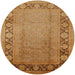 Round Mid-Century Modern Mahogany Brown Oriental Rug, urb3072