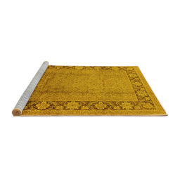 Sideview of Machine Washable Oriental Yellow Industrial Rug, wshurb3072yw