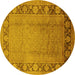 Round Oriental Yellow Industrial Rug, urb3072yw