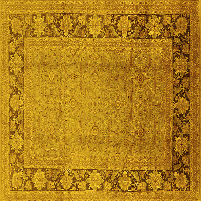 Square Machine Washable Oriental Yellow Industrial Rug, wshurb3072yw