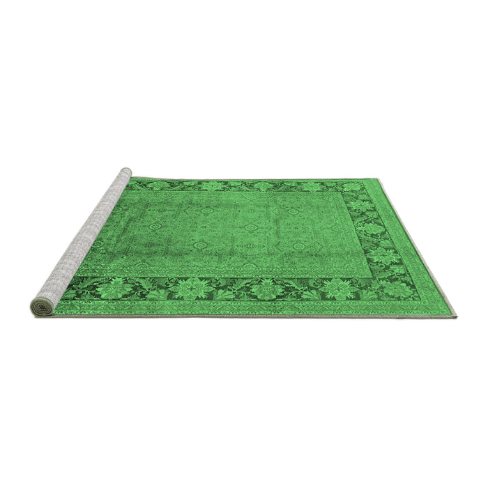 Sideview of Machine Washable Oriental Emerald Green Industrial Area Rugs, wshurb3072emgrn