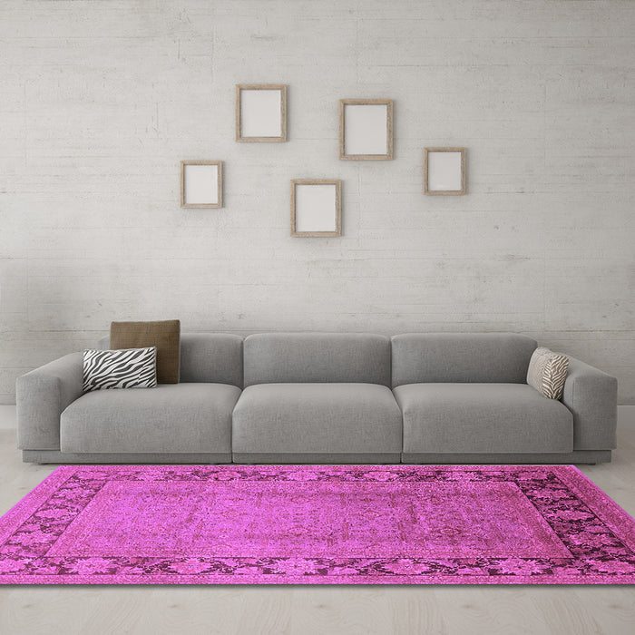 Machine Washable Oriental Purple Industrial Area Rugs in a Living Room, wshurb3072pur