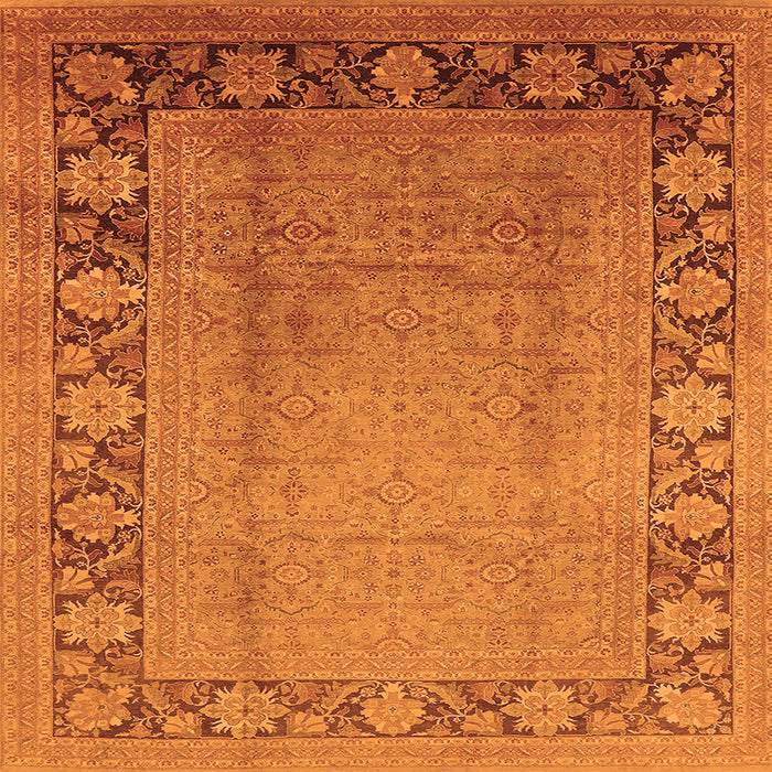 Square Machine Washable Oriental Orange Industrial Area Rugs, wshurb3072org