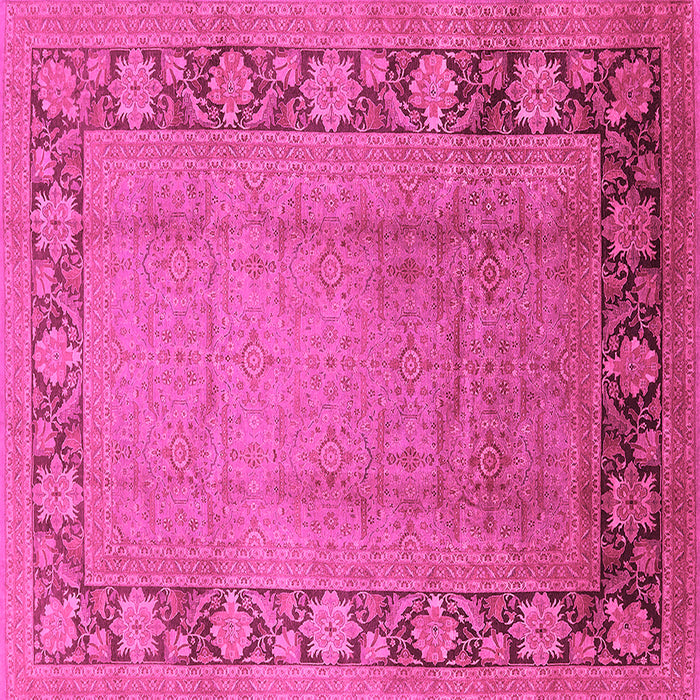 Square Machine Washable Oriental Pink Industrial Rug, wshurb3072pnk