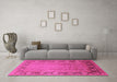 Machine Washable Oriental Pink Industrial Rug in a Living Room, wshurb3072pnk