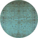 Round Oriental Light Blue Industrial Rug, urb3073lblu