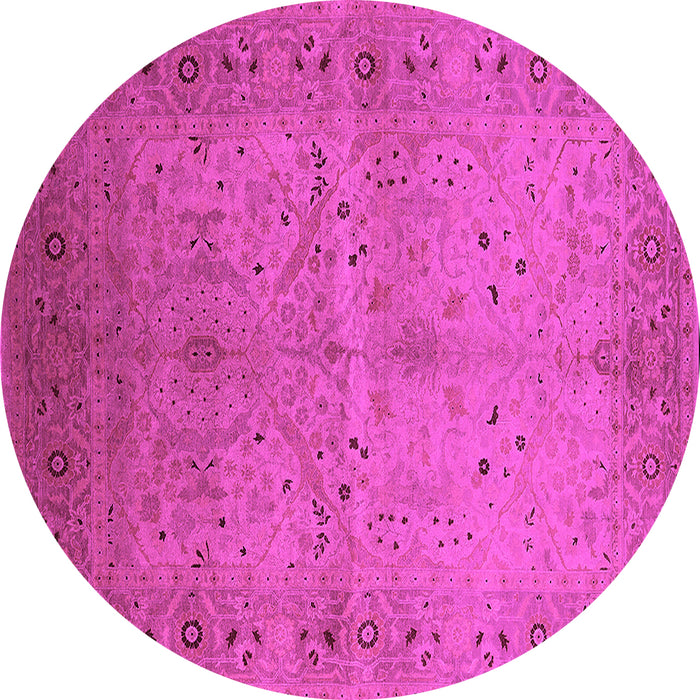 Round Machine Washable Oriental Pink Industrial Rug, wshurb3073pnk