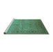 Sideview of Machine Washable Oriental Turquoise Industrial Area Rugs, wshurb3073turq